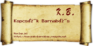 Kopcsák Barnabás névjegykártya