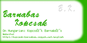 barnabas kopcsak business card